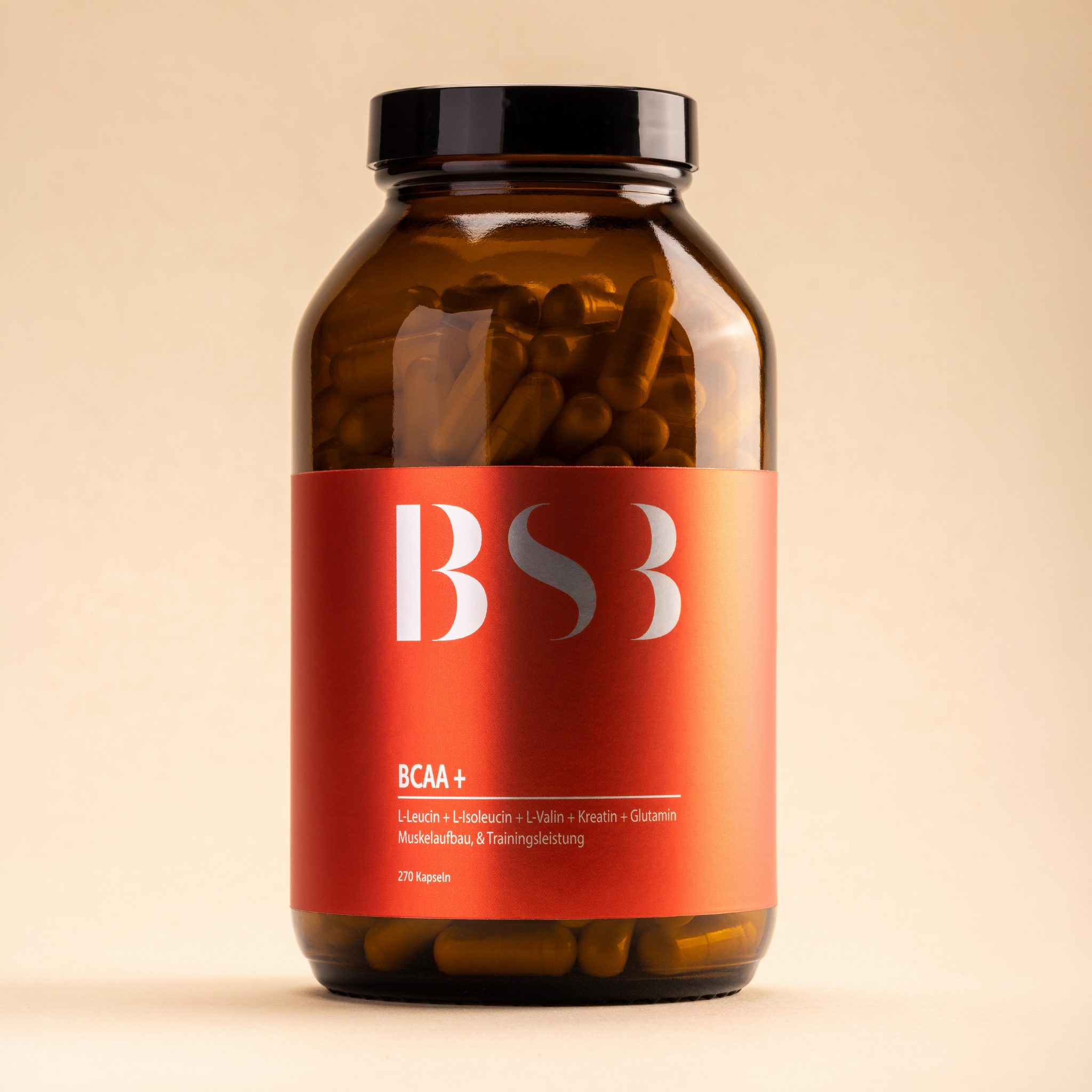 BCAA+ Nahrungsergänzungsmittel von BeautySystem-3, in Pulverform mit grüner Verpackung, für Muskelregeneration und Energie