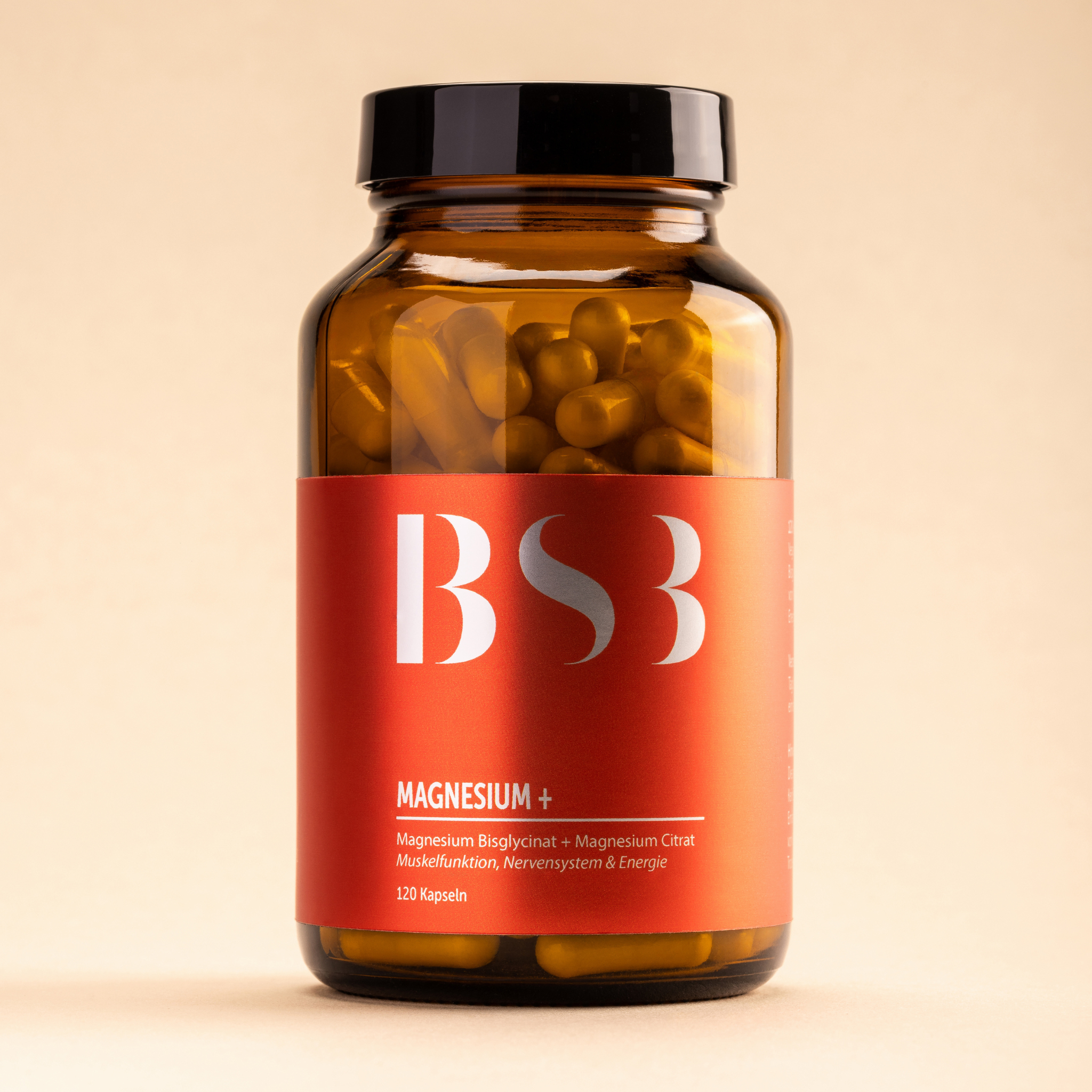 Magnesium + Nahrungsergänzungsmittel von BeautySystem-3, weiße Tabletten in einer Packung auf weißem Hintergrund