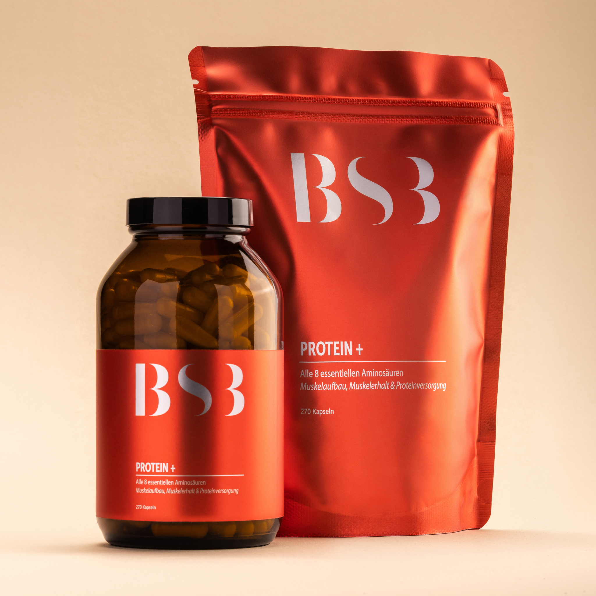 Drei Packungen BeautySystem-3 PROTEIN + Nahrungsergänzungsmittel in weißer Verpackung mit blauer und grüner Beschriftung