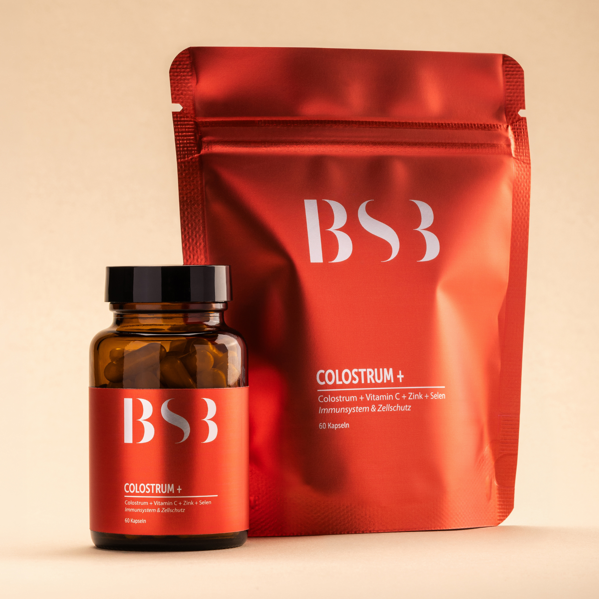 Hautpflegeprodukt Colostrum+ von BeautySystem-3, cremige Textur in einer weißen Tube, für gesunde Haut.