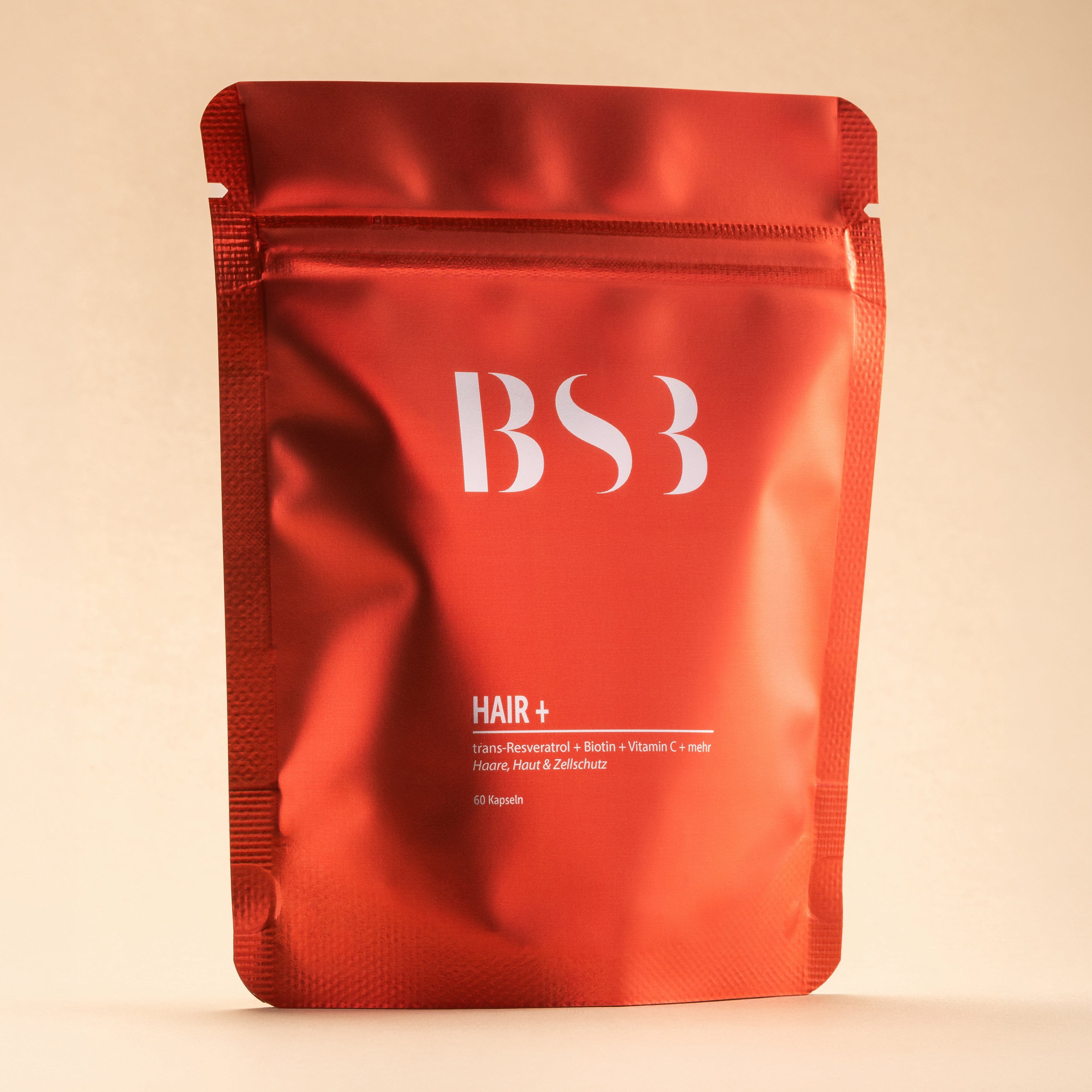 Haar-Refill von BeautySystem-3 für gesundes, kräftiges Haar, zeigt die Produktpackung mit Flasche und Verpackung.